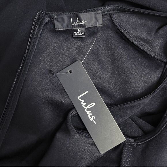 NWT Lulus Enticing Endeavors Wide Leg Square Neck Jumpsuit in Black Size Medium - Picture 11 of 14